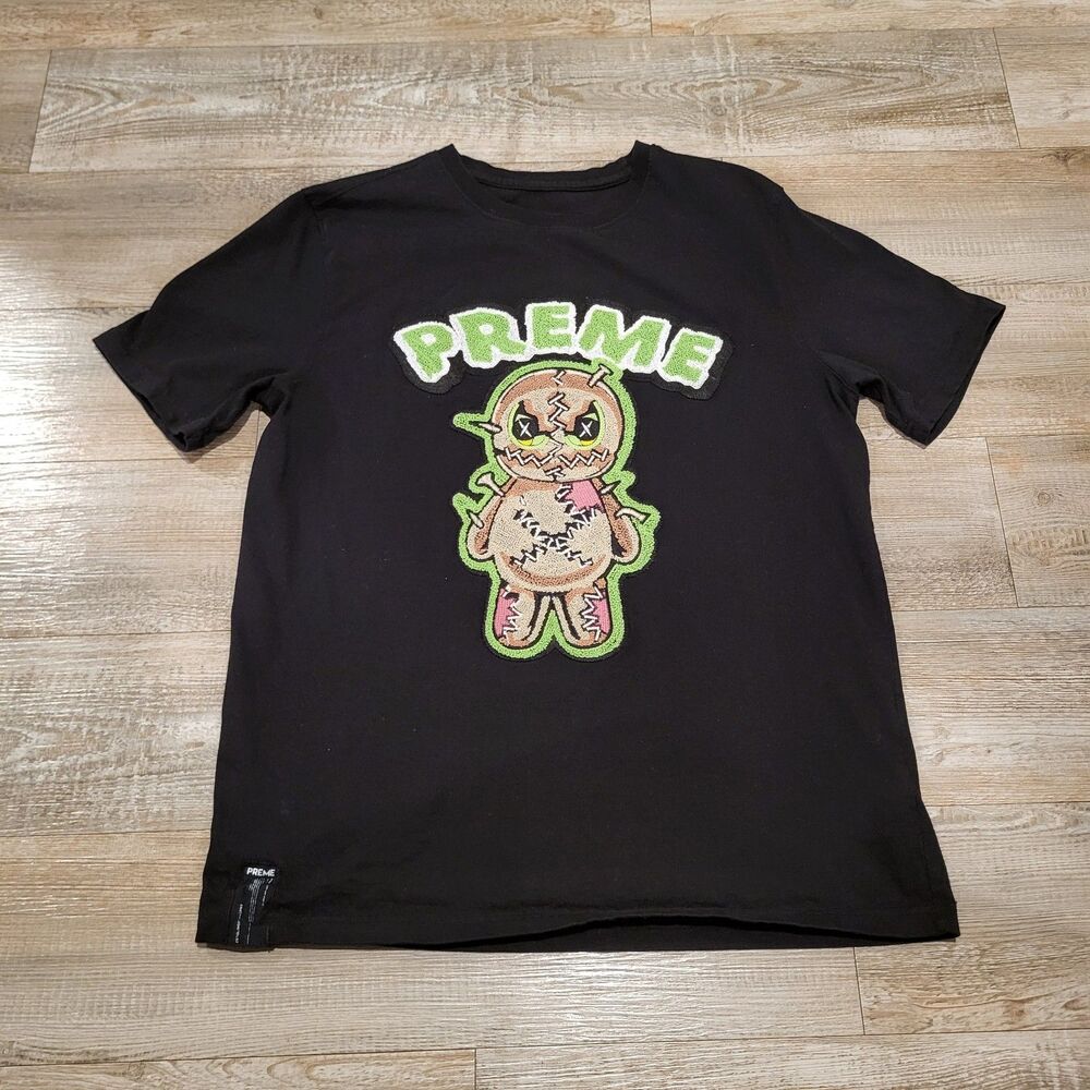 Preme VooDoo Doll Stitched Short Sleeve Tee Shirt Mens Size Medium